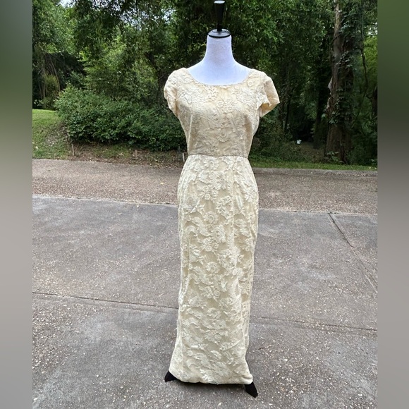 Vintage 1960s wedding or mother of bride dress & jacket Clifton Wilhite M maxi - Picture 2 of 16